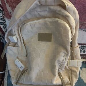 Cream Checkered Backpack